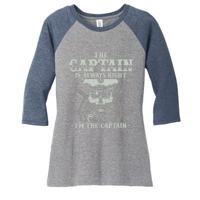 Vintage Boat Captain Boating Funny Boat Lover Gift Women's Tri-Blend 3/4-Sleeve Raglan Shirt