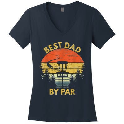 Vintage Best Dad By Par Disc Golf Fathers Day Gift  Women's V-Neck T-Shirt