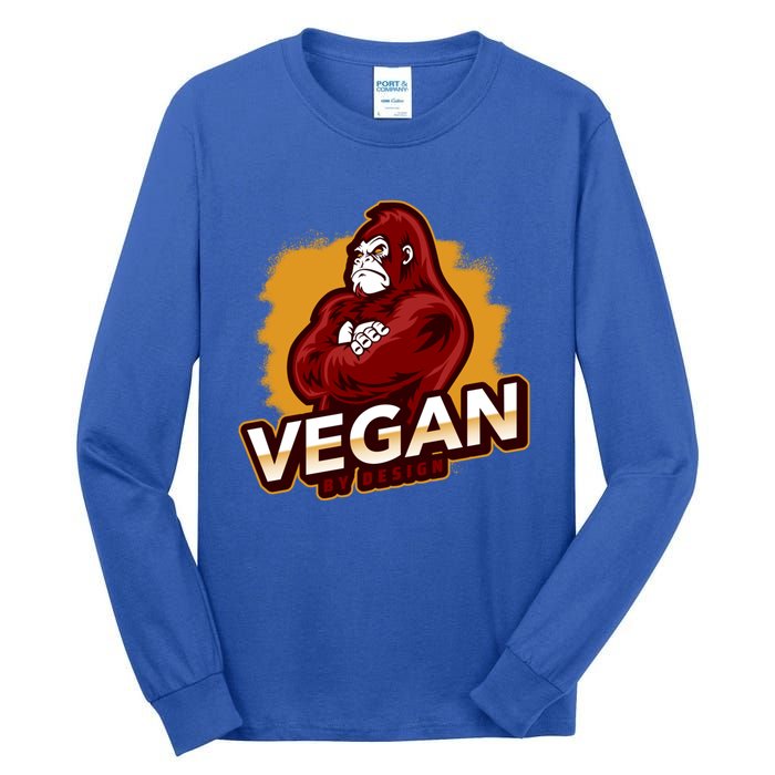 Vegan By Design Gorilla Vegan Veggie Lovers Vegetarian Cool Gift Tall Long Sleeve T-Shirt