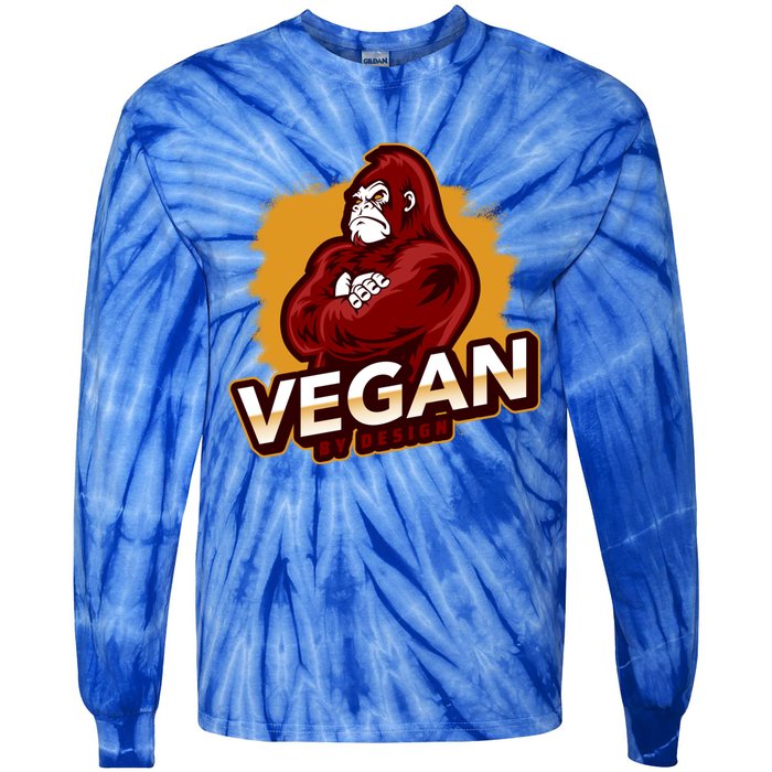 Vegan By Design Gorilla Vegan Veggie Lovers Vegetarian Cool Gift Tie-Dye Long Sleeve Shirt