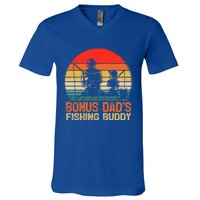 Vintage Bonus Dad Fishing Buddy Fishing Father's Day Meaningful Gift V-Neck T-Shirt