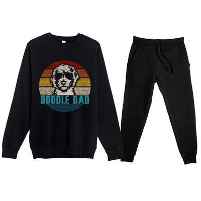 Vintage Best Doodle Dad Ever FatherS Day Golden Doodle Premium Crewneck Sweatsuit Set