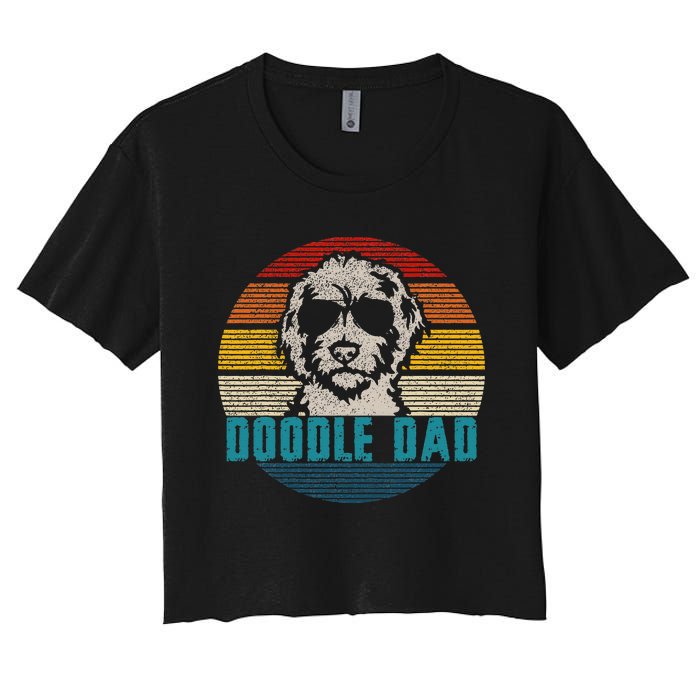 Vintage Best Doodle Dad Ever FatherS Day Golden Doodle Women's Crop Top Tee