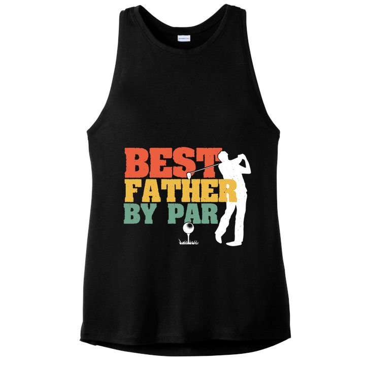 Vintage Best Dad By Par Disc Golf Dad Fathers Day Birthday Gift Ladies PosiCharge Tri-Blend Wicking Tank