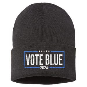 Vote Blue Democrats 2024 Presidential Election Political Sustainable Knit Beanie