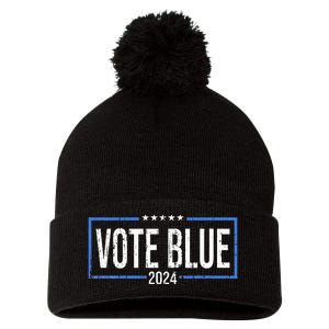 Vote Blue Democrats 2024 Presidential Election Political Pom Pom 12in Knit Beanie