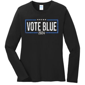 Vote Blue Democrats 2024 Presidential Election Political Ladies Long Sleeve Shirt