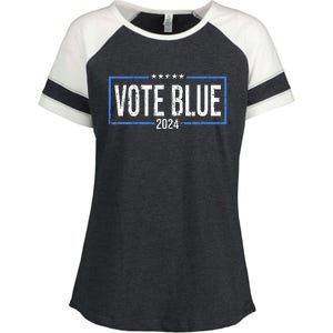 Vote Blue Democrats 2024 Presidential Election Political Enza Ladies Jersey Colorblock Tee