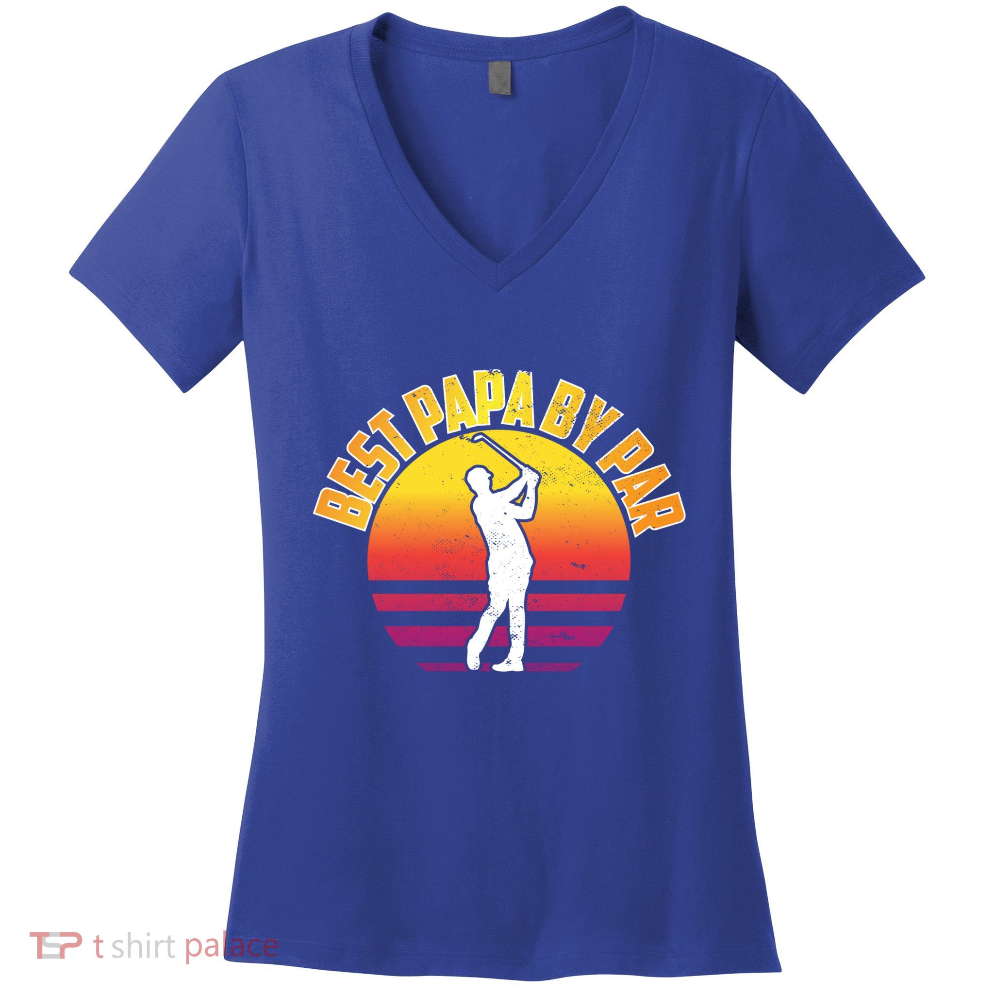 Vintage Best Dad By Par Funny Golf Lovers Gift FatherS Day Gift Women's V-Neck T-Shirt