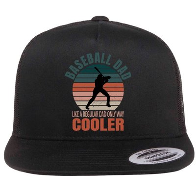 Vintage Baseball Dad Like A Regular Dad But Cooler Gift Flat Bill Trucker Hat