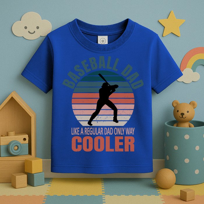Vintage Baseball Dad Like A Regular Dad But Cooler Gift Toddler T-Shirt