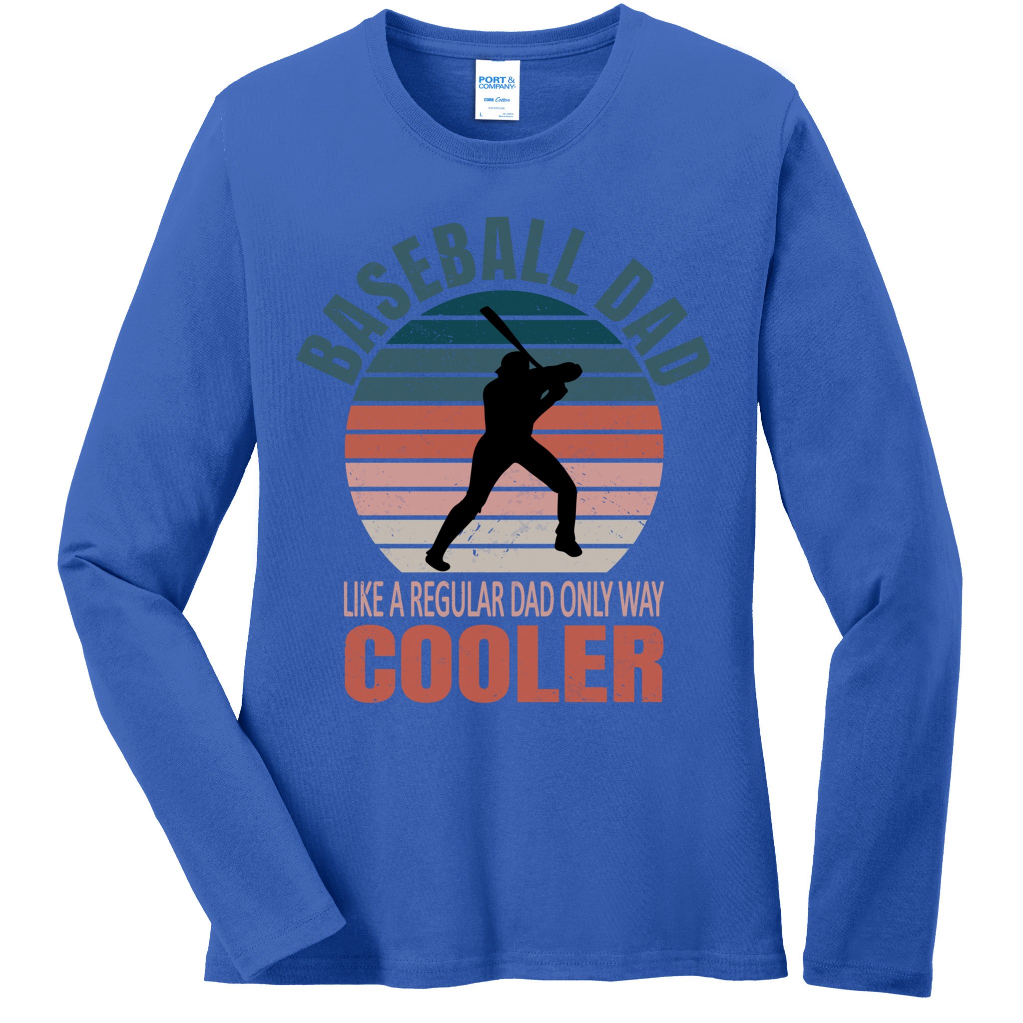 Vintage Baseball Dad Like A Regular Dad But Cooler Gift Ladies Long Sleeve Shirt