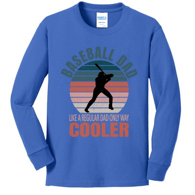 Vintage Baseball Dad Like A Regular Dad But Cooler Gift Kids Long Sleeve Shirt