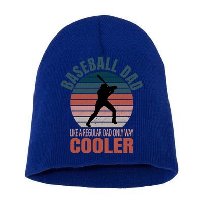 Vintage Baseball Dad Like A Regular Dad But Cooler Gift Short Acrylic Beanie