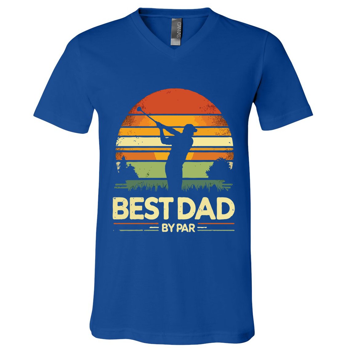 Vintage Best Dad By Par Meaningful Gift FatherS Day Golfing Gift V-Neck T-Shirt