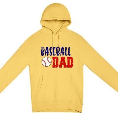 Vintage Baseball Dad Cool Gift Premium Pullover Hoodie