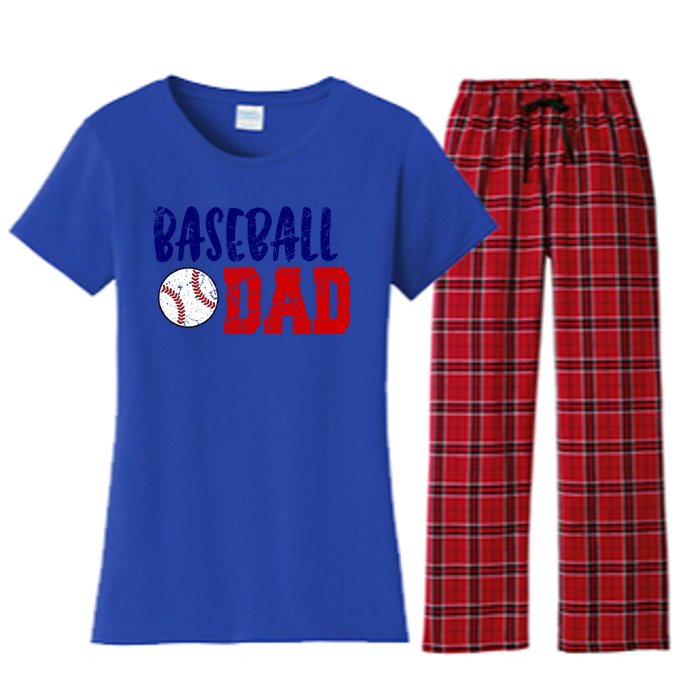 Vintage Baseball Dad Cool Gift Women's Flannel Pajama Set