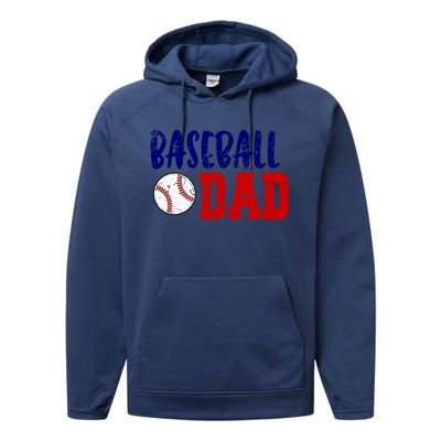 Vintage Baseball Dad Cool Gift Performance Fleece Hoodie