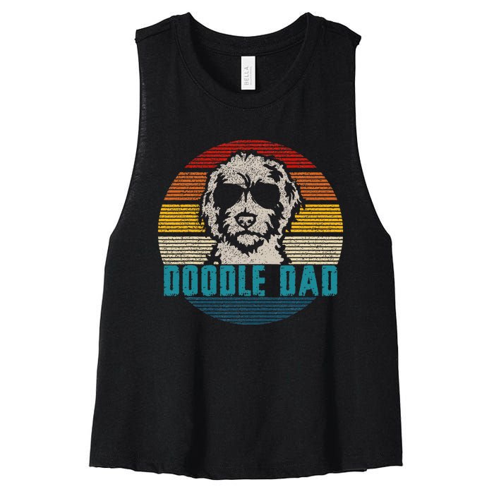 Vintage Best Doodle Dad Ever FatherS Day Golden Doodle Women's Racerback Cropped Tank