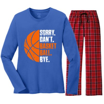 Vintage Basketball Distressed Game Day Funny Dad Mom Gift Women's Long Sleeve Flannel Pajama Set 