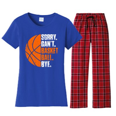 Vintage Basketball Distressed Game Day Funny Dad Mom Gift Women's Flannel Pajama Set