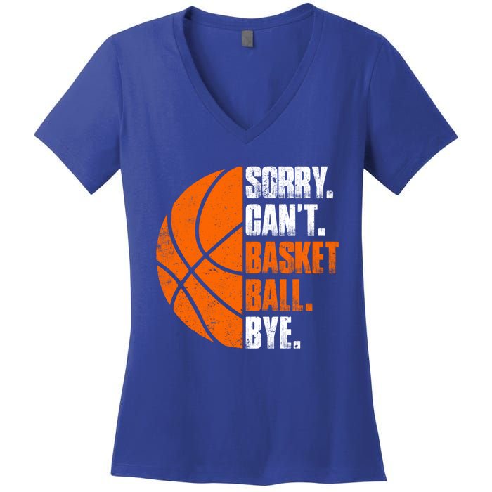 Vintage Basketball Distressed Game Day Funny Dad Mom Gift Women's V-Neck T-Shirt