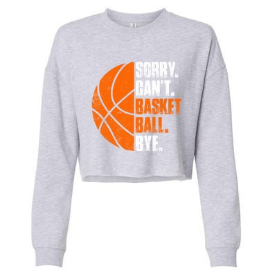 Vintage Basketball Distressed Game Day Funny Dad Mom Gift Cropped Pullover Crew