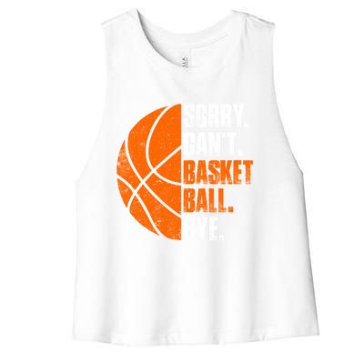 Vintage Basketball Distressed Game Day Funny Dad Mom Gift Women's Racerback Cropped Tank