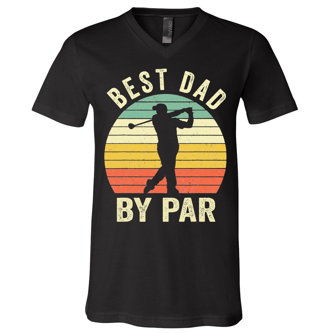 Vintage Best Dad By Par Fathers Day Golfing V-Neck T-Shirt