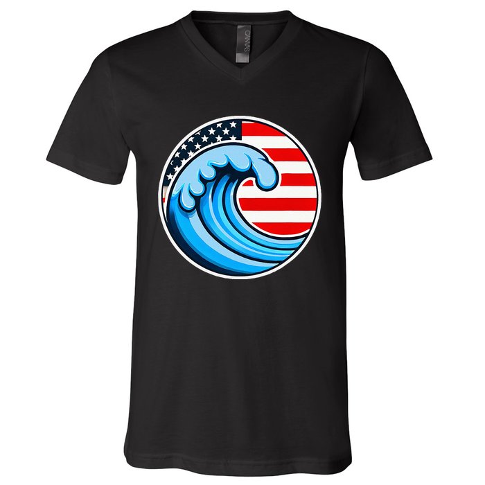 Vote Blue Democrat Election 2024 Blue Wave Democracy Women V-Neck T-Shirt