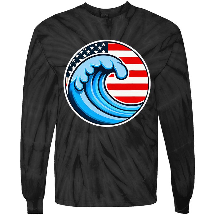 Vote Blue Democrat Election 2024 Blue Wave Democracy Women Tie-Dye Long Sleeve Shirt