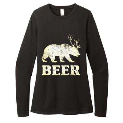 Vintage Bear Deer Funny Beer Womens CVC Long Sleeve Shirt