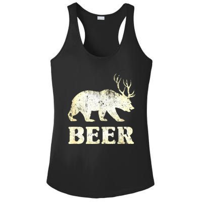 Vintage Bear Deer Funny Beer Ladies PosiCharge Competitor Racerback Tank