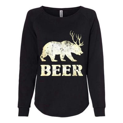 Vintage Bear Deer Funny Beer Womens California Wash Sweatshirt