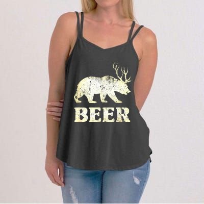 Vintage Bear Deer Funny Beer Women's Strappy Tank