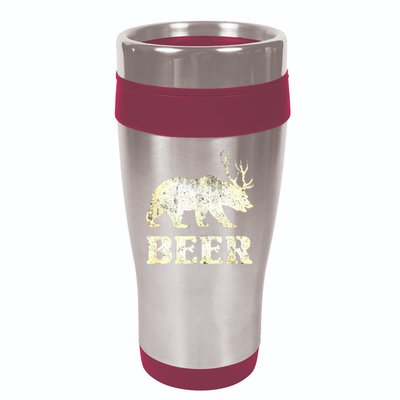 Vintage Bear Deer Funny Beer 16oz Travel Tumbler