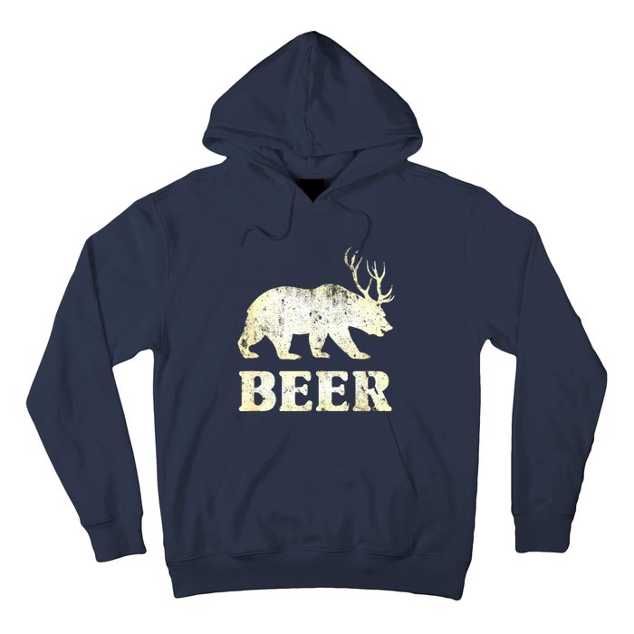 Vintage Bear Deer Funny Beer Hoodie