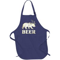 Vintage Bear Deer Funny Beer Full-Length Apron With Pockets