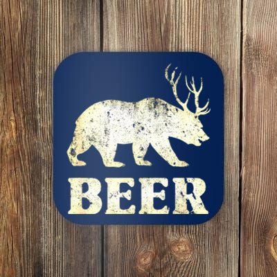 Vintage Bear Deer Funny Beer Coaster