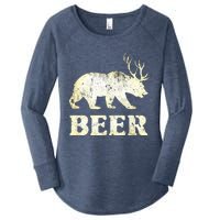 Vintage Bear Deer Funny Beer Women's Perfect Tri Tunic Long Sleeve Shirt