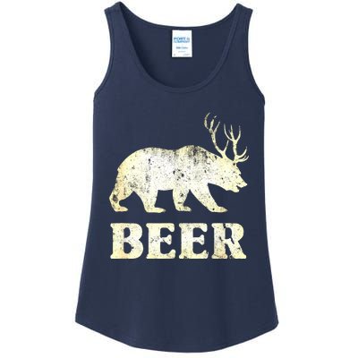 Vintage Bear Deer Funny Beer Ladies Essential Tank