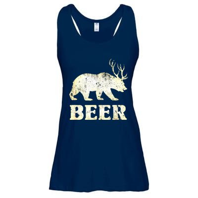 Vintage Bear Deer Funny Beer Ladies Essential Flowy Tank