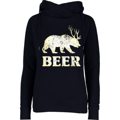 Vintage Bear Deer Funny Beer Womens Funnel Neck Pullover Hood