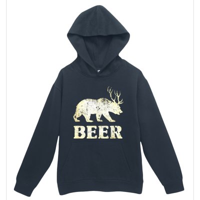 Vintage Bear Deer Funny Beer Urban Pullover Hoodie