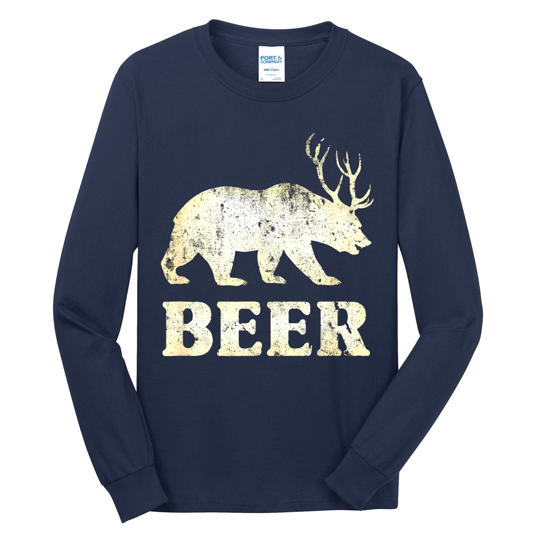 Vintage Bear Deer Funny Beer Tall Long Sleeve T-Shirt