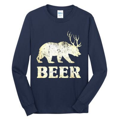 Vintage Bear Deer Funny Beer Tall Long Sleeve T-Shirt