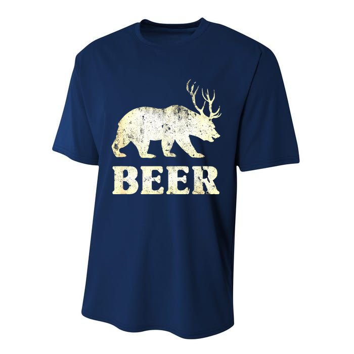 Vintage Bear Deer Funny Beer Performance Sprint T-Shirt