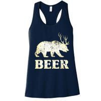 Vintage Bear Deer Funny Beer Women's Racerback Tank