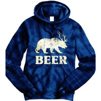 Vintage Bear Deer Funny Beer Tie Dye Hoodie