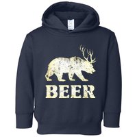 Vintage Bear Deer Funny Beer Toddler Hoodie